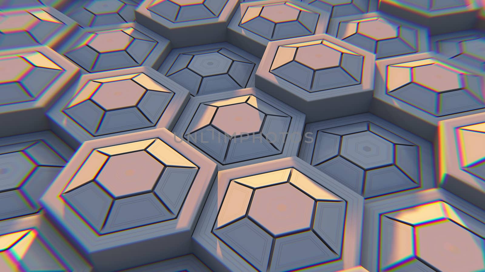 White geometric hexagonal abstract background. 3D illustration