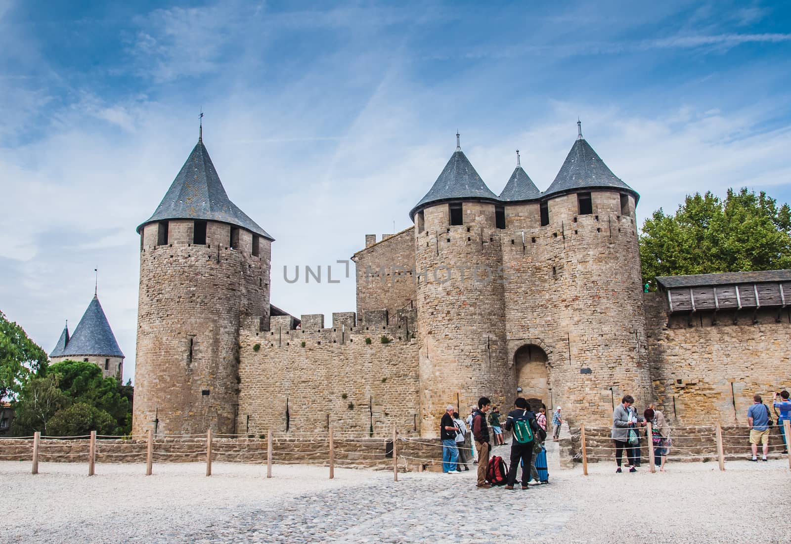 Ramparts of the Medieval City of Carcassonne in the Aude in France