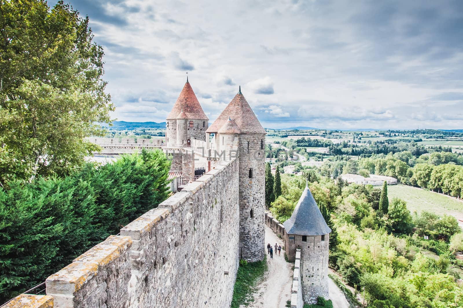 Ramparts of the Medieval City of Carcassonne in the Aude in France