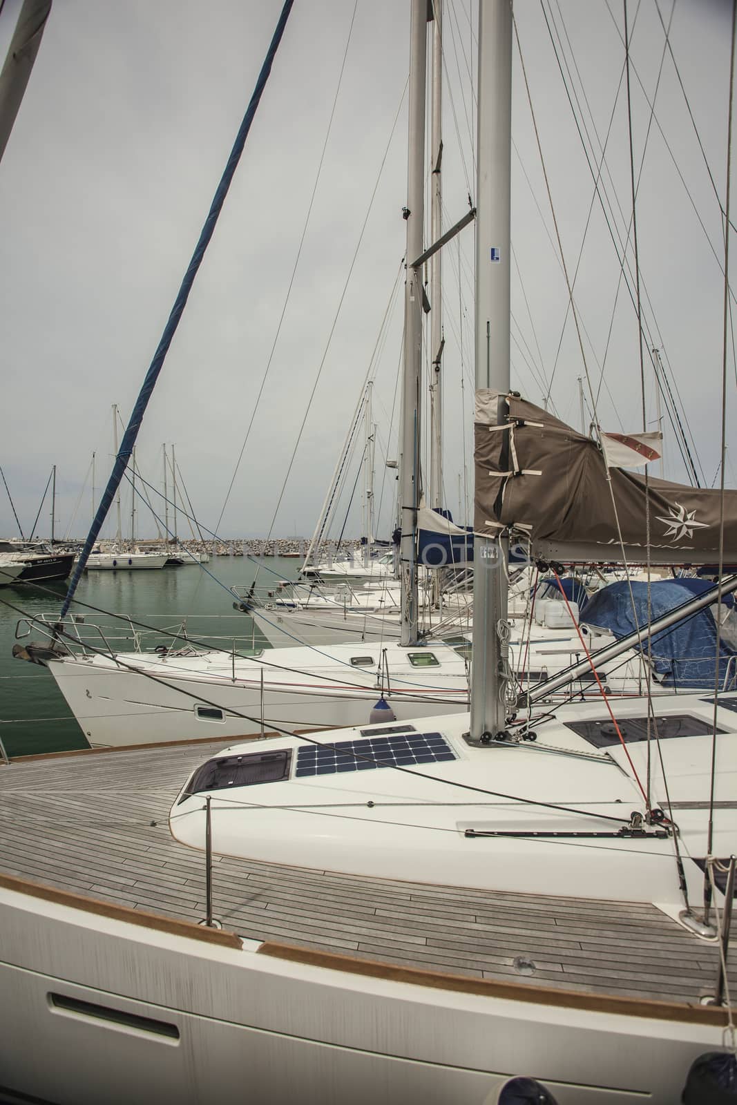 Luxury boats moored in the Port of San Vincenzo in Italy