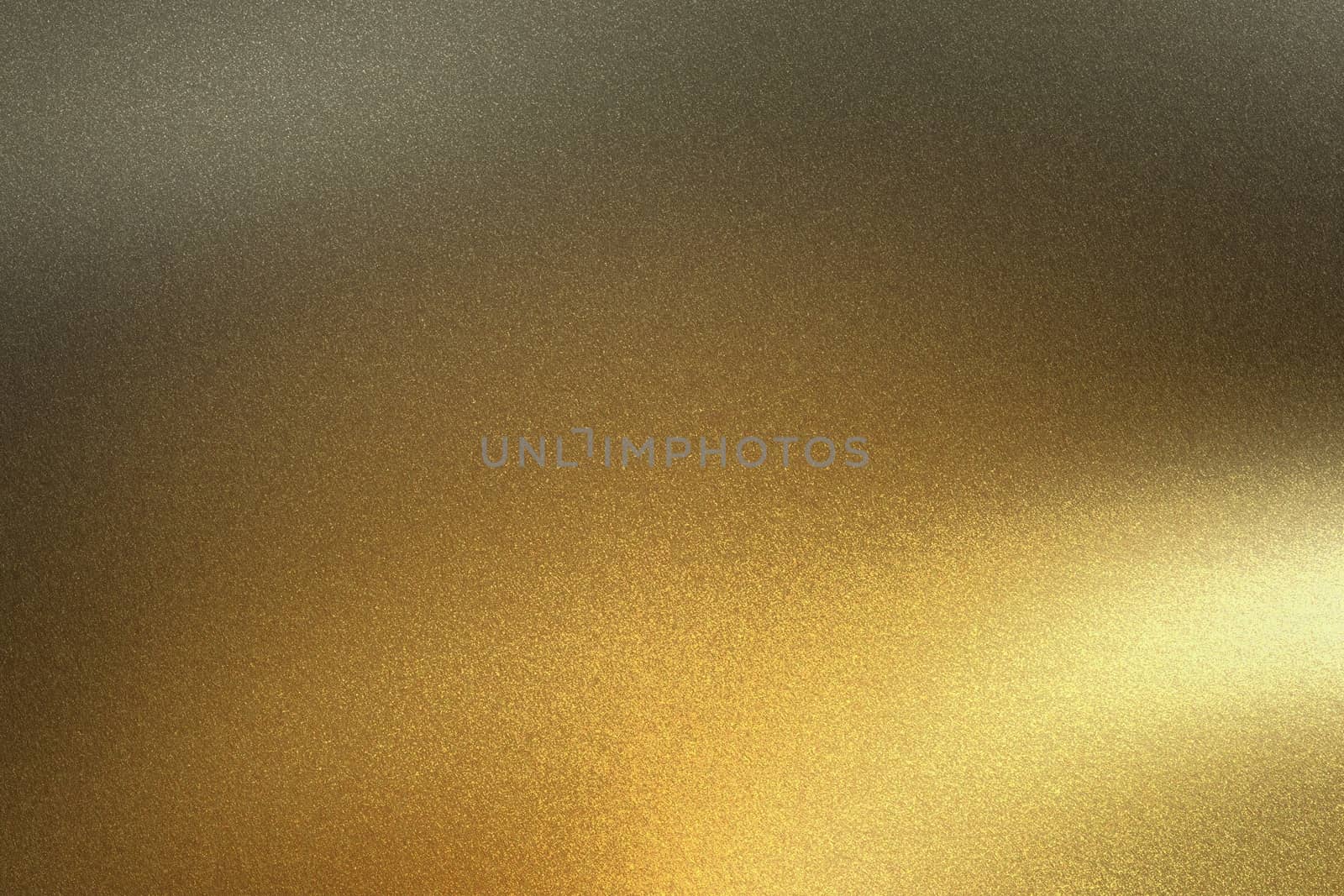 Light shining on golden metal foil in dark room, abstract texture background