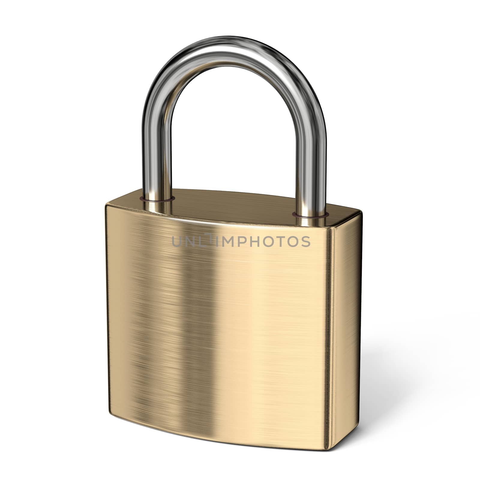 Padlock side view 3D rendering illustration isolated on white background