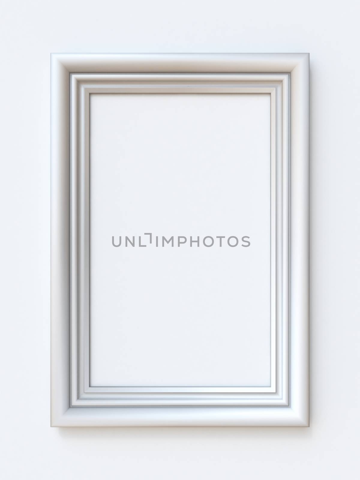 White picture frame rectangular 3D rendering illustration isolated on white background