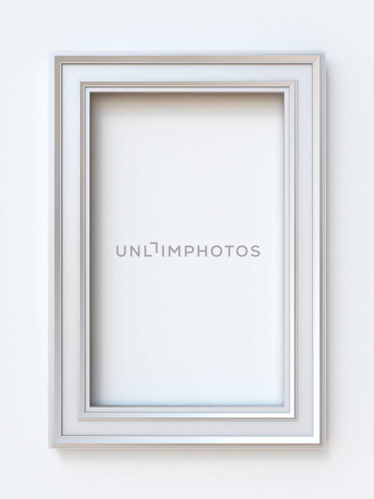 White picture frame rectangular 3D rendering illustration isolated on white background