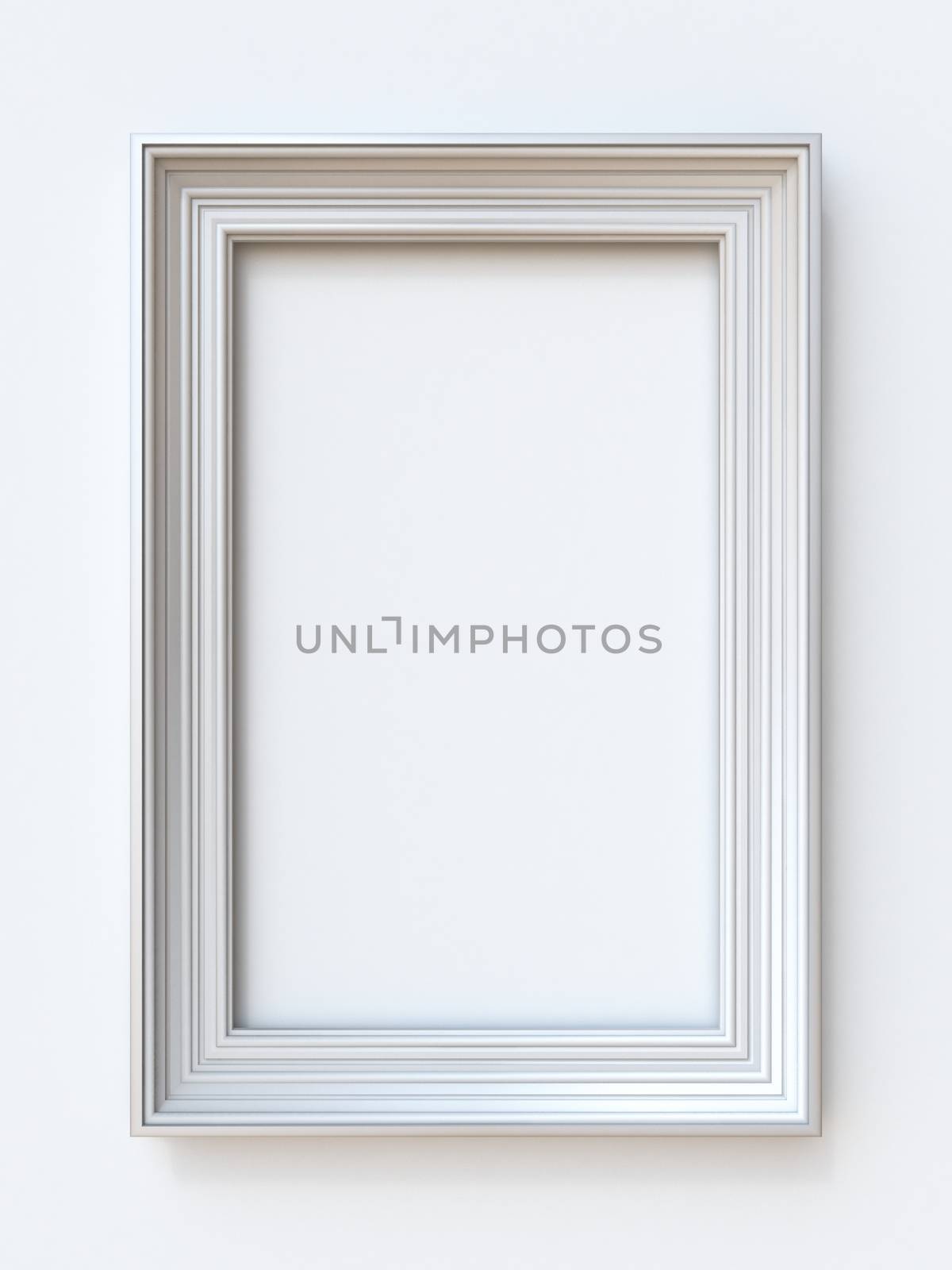White picture frame rectangular 3D rendering illustration isolated on white background