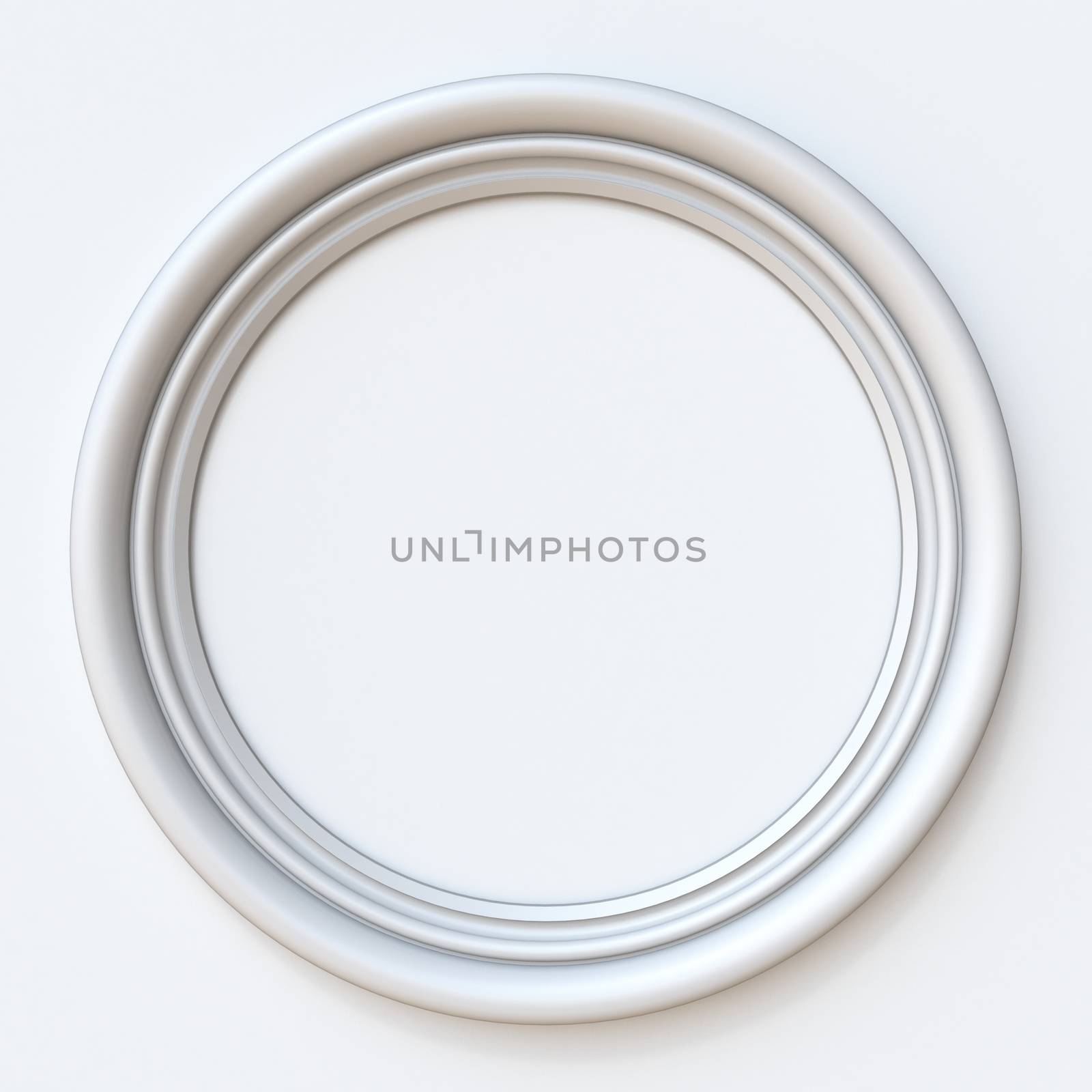 White picture frame circular 3D rendering illustration isolated on white background