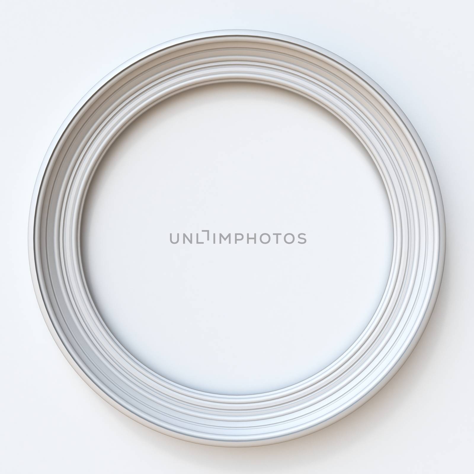 White picture frame circular 3D rendering illustration isolated on white background
