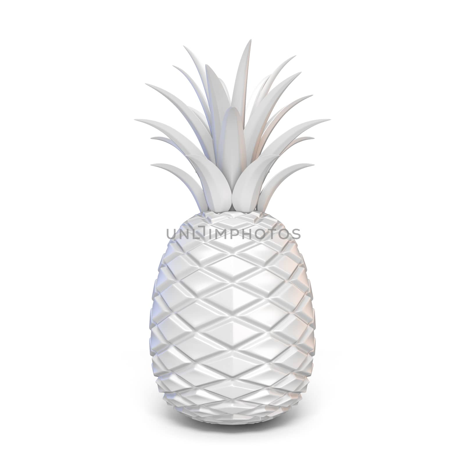 White abstract pineapple 3D rendering illustration on white back by djmilic
