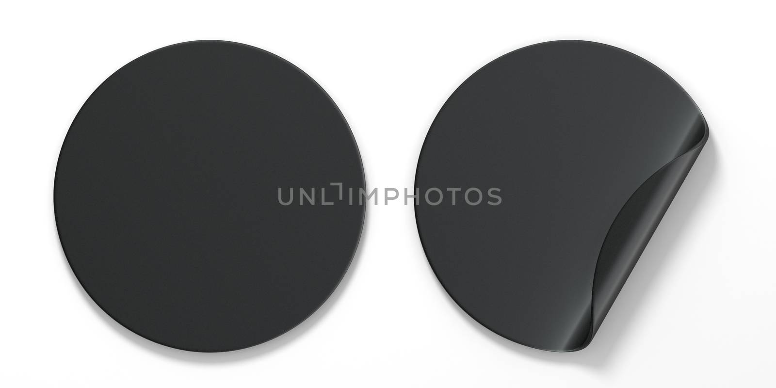 Blank black circle stickers with curved corner 3D by djmilic
