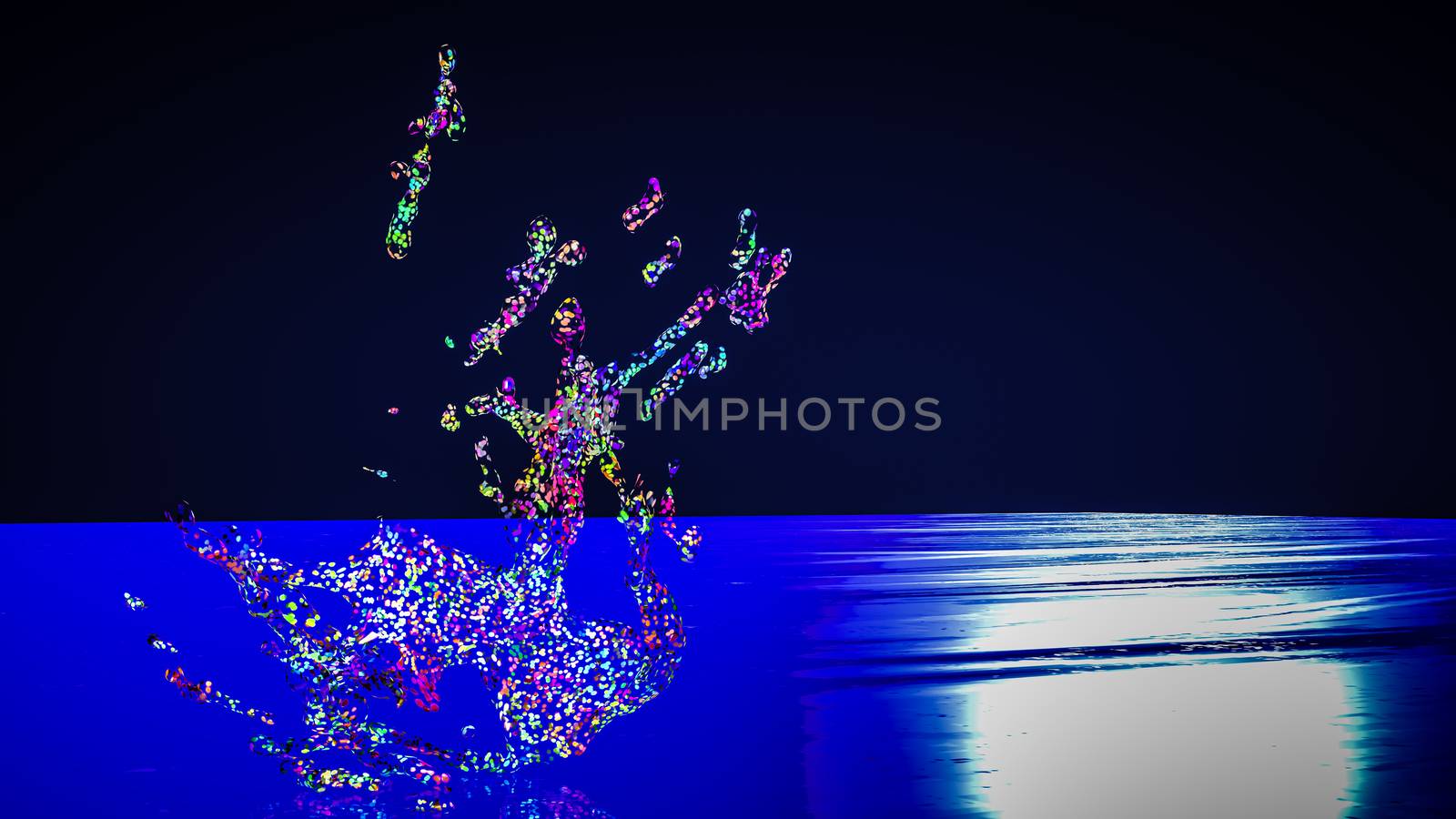 3D rendering of  abstract multi-colored splash