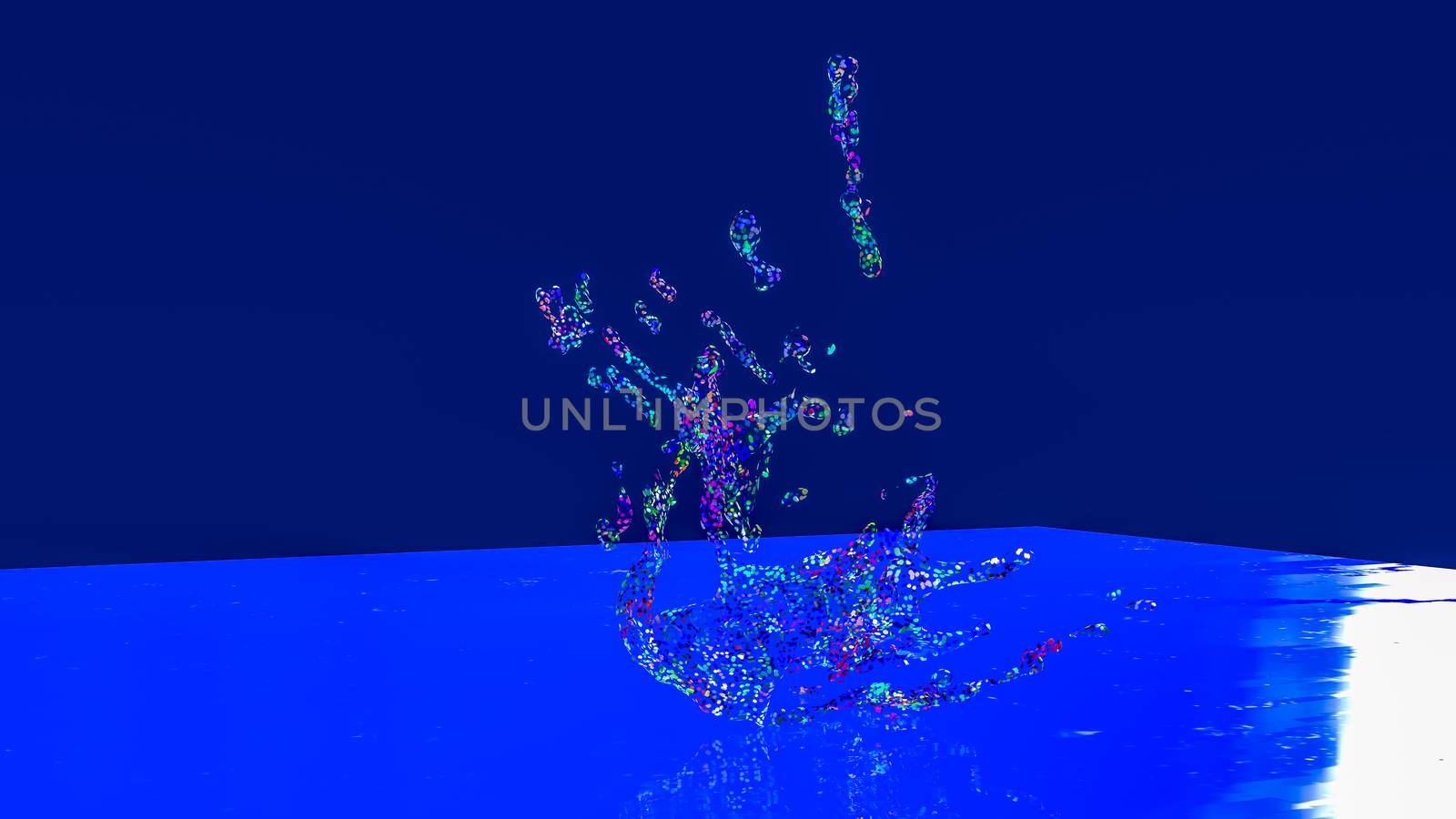 3D illustration of  abstract multi-colored splash