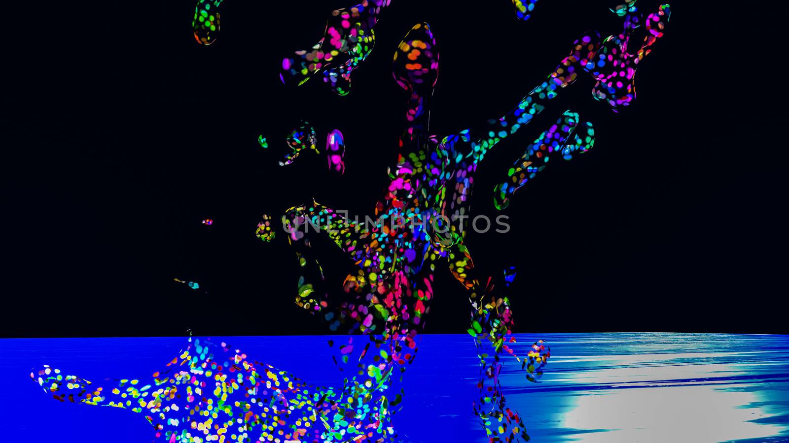 3D rendering of  abstract multi-colored splash