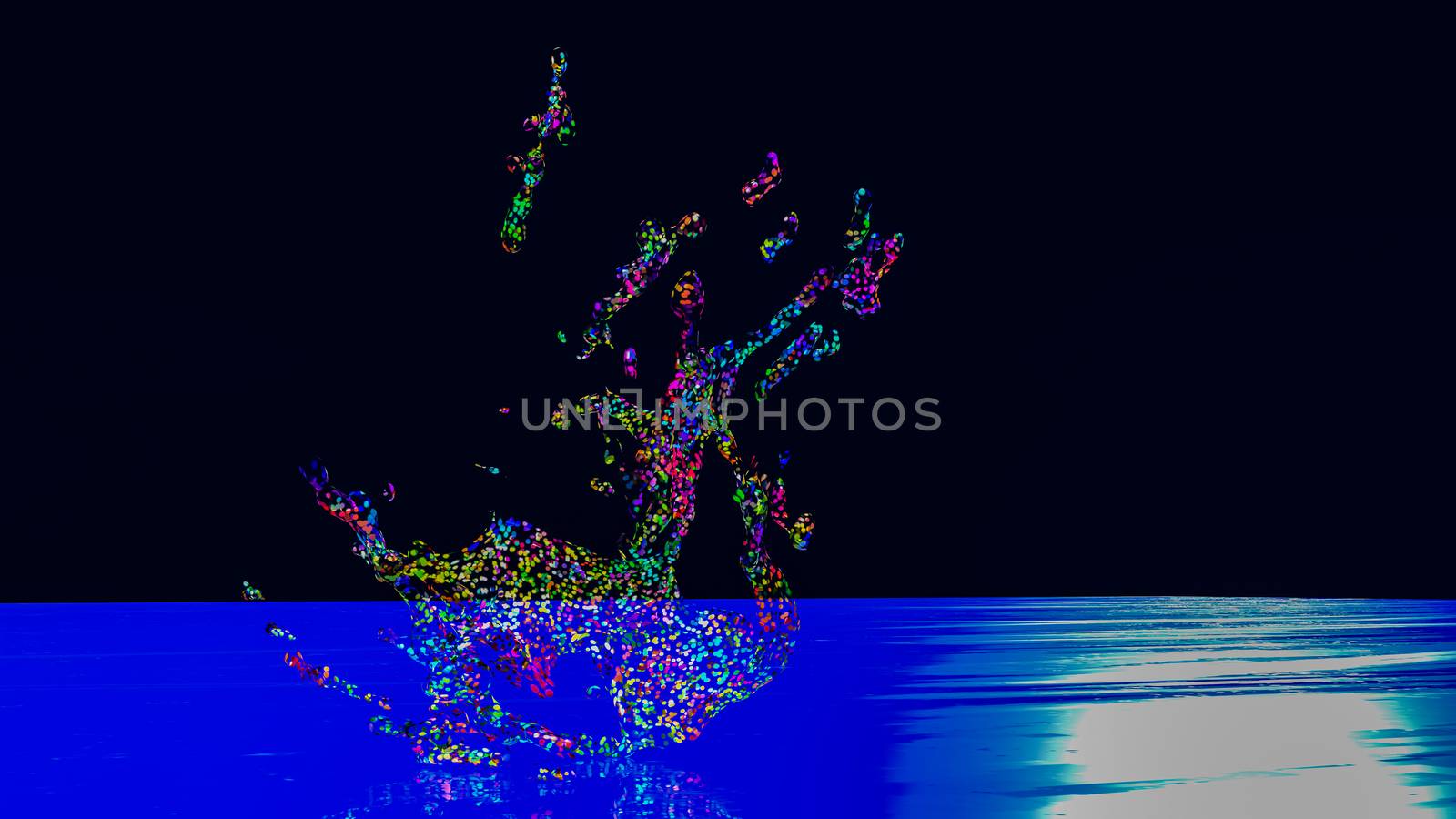 3D illustration of  abstract multi-colored splash