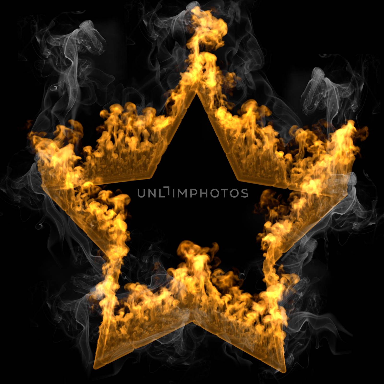 3d rendering fire frame start isolated over black and smoke background