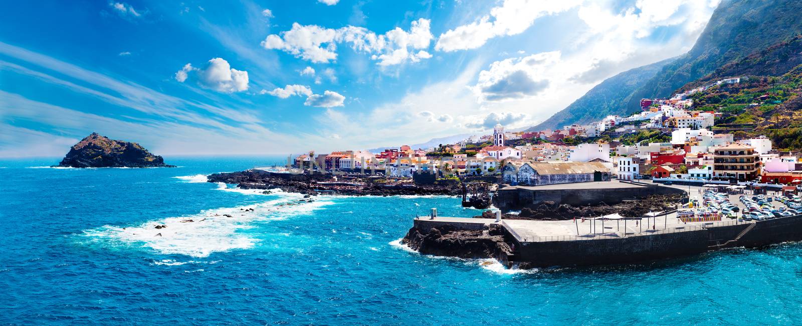 Tenerife island scenery.Ocean and beautiful stone,Garachico beac by carloscastilla