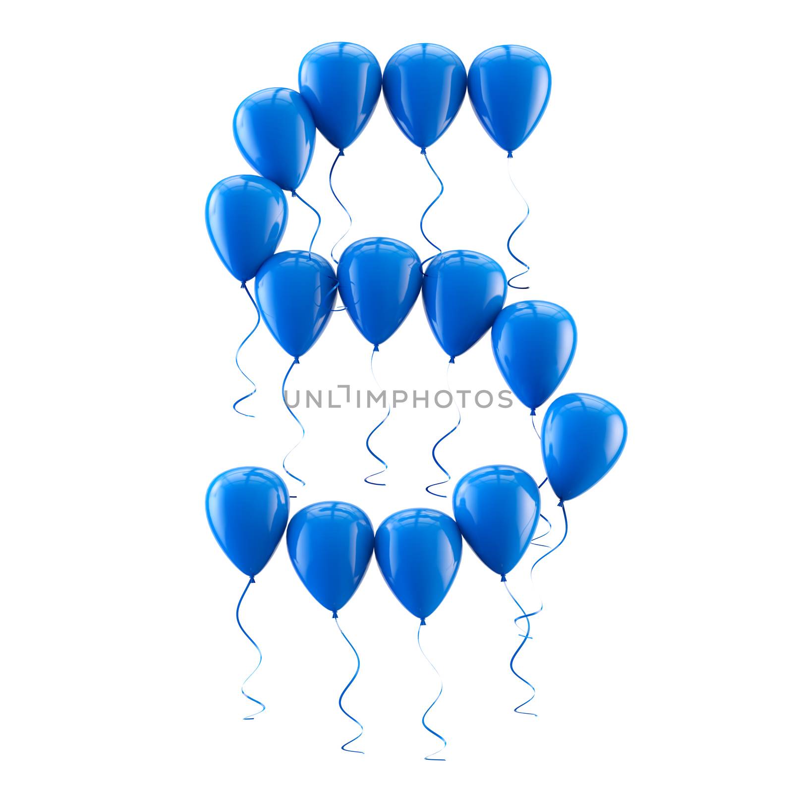 3D rendering.Funny balloons letter for  birthday party and celebrations