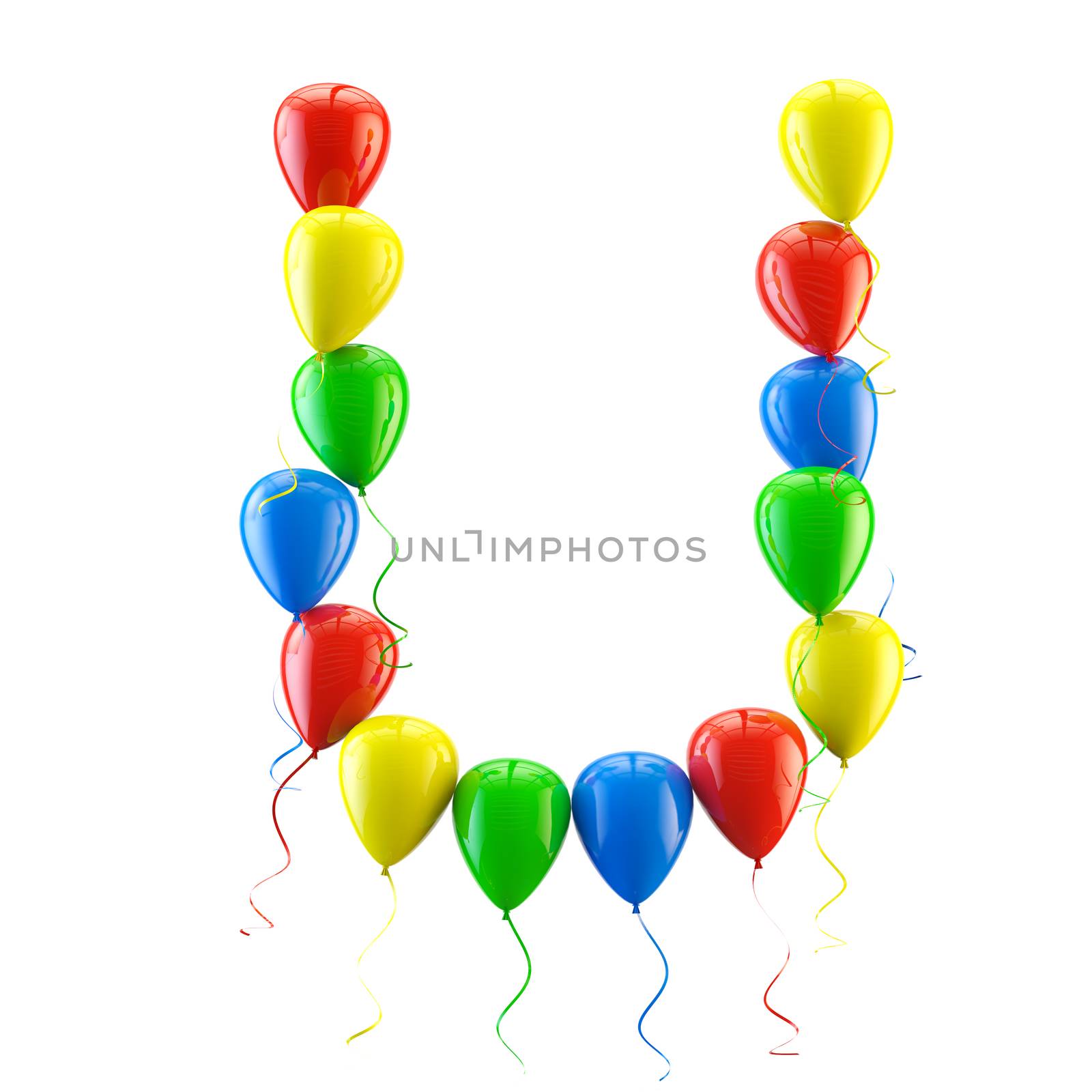 3D rendering.Funny balloons letter for  birthday party and celebrations