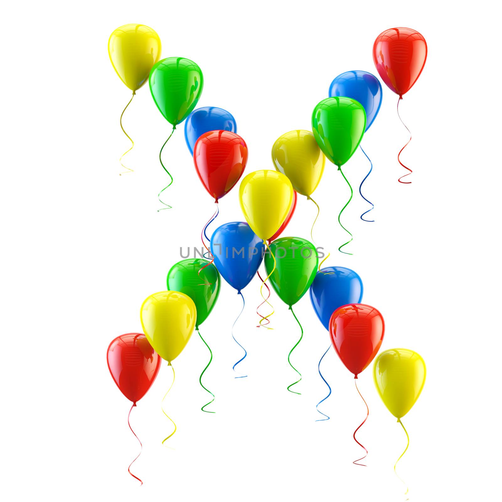 3D rendering.Funny balloons letter for  birthday party and celebrations