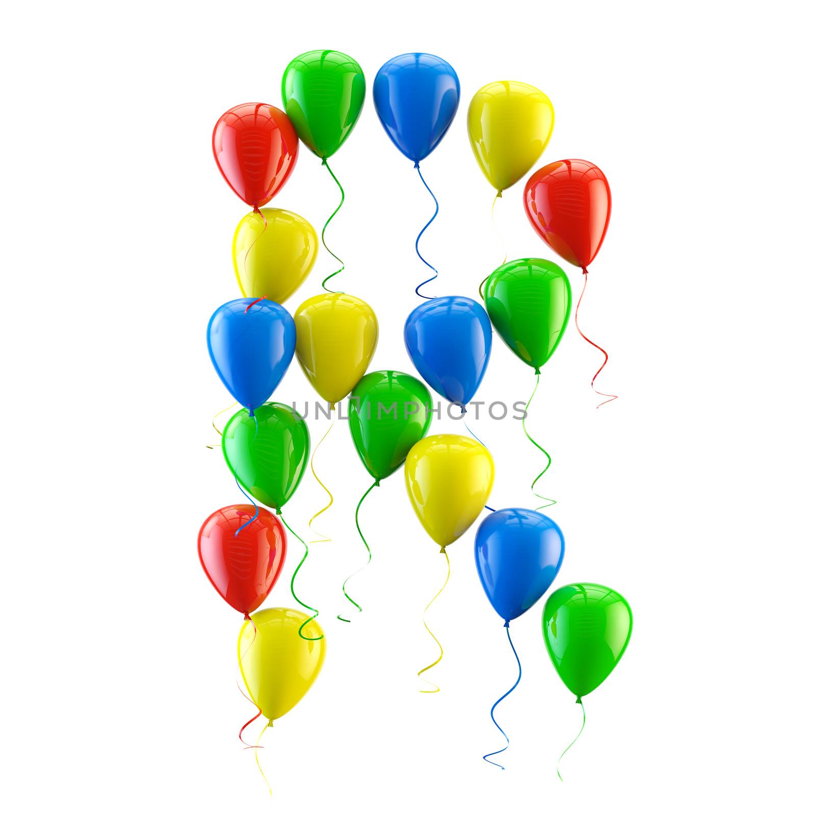 3D rendering Colorful balloons letters isolated over white. by carloscastilla