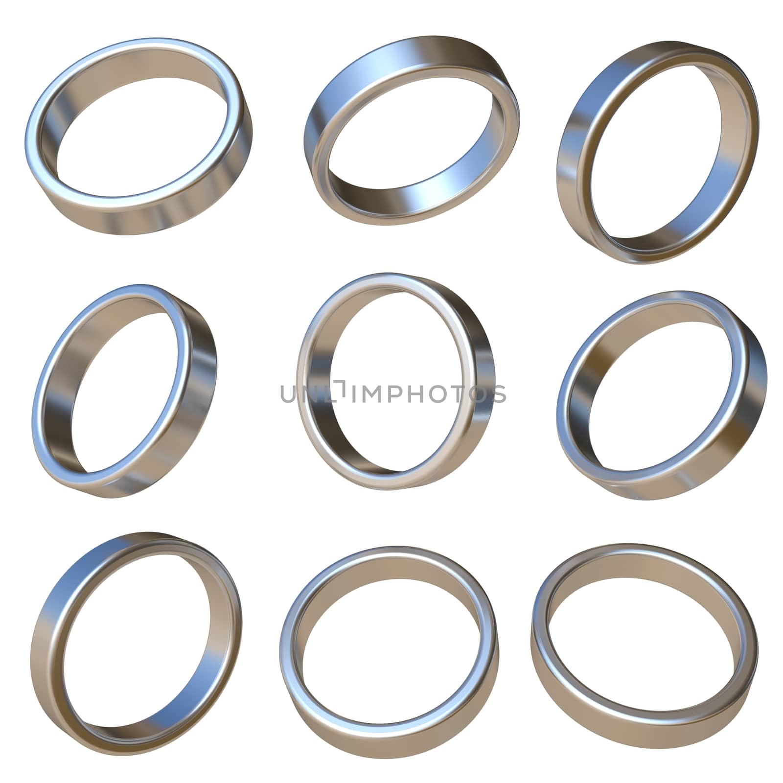 Metal dimensional circle 3D rendering illustration isolated on white background