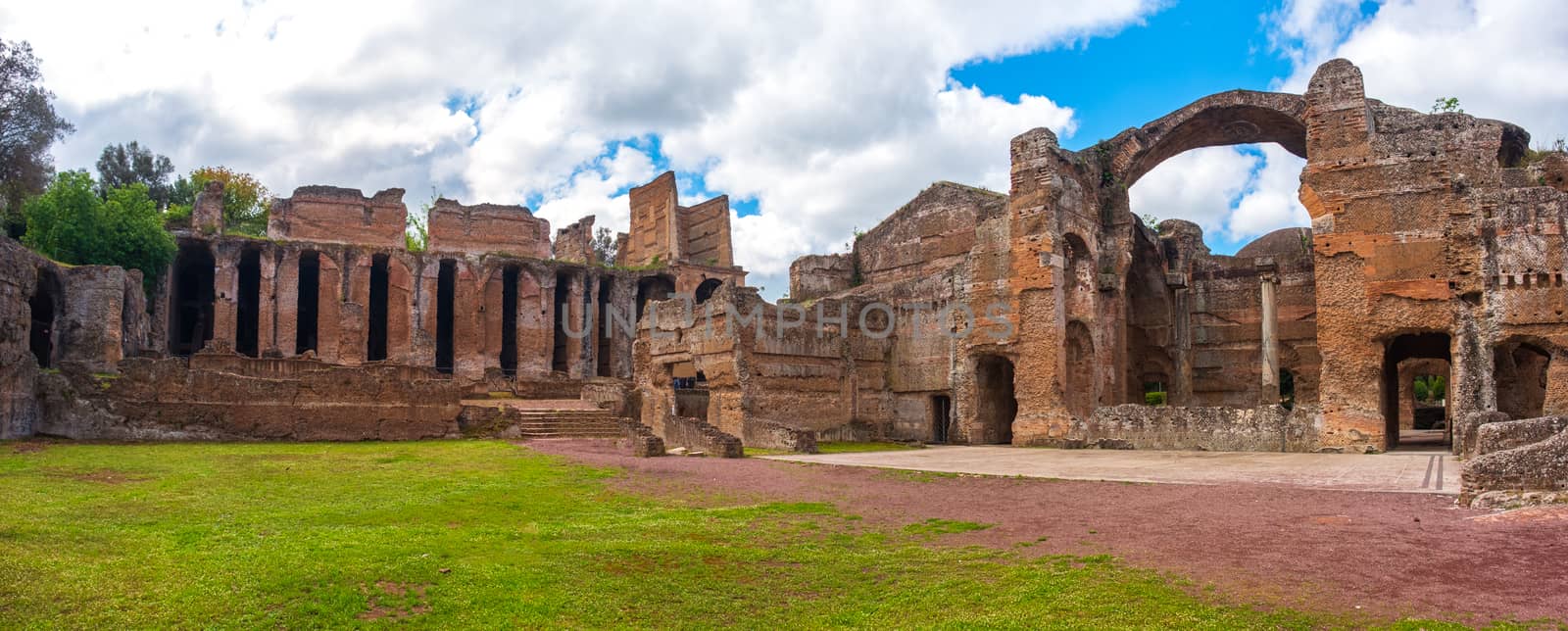 Roman ruins panoramic Grandi Terme area in Villa Adriana or Hadrians Villa archaeological site of UNESCO in Tivoli - Rome - Lazio - Italy by LucaLorenzelli