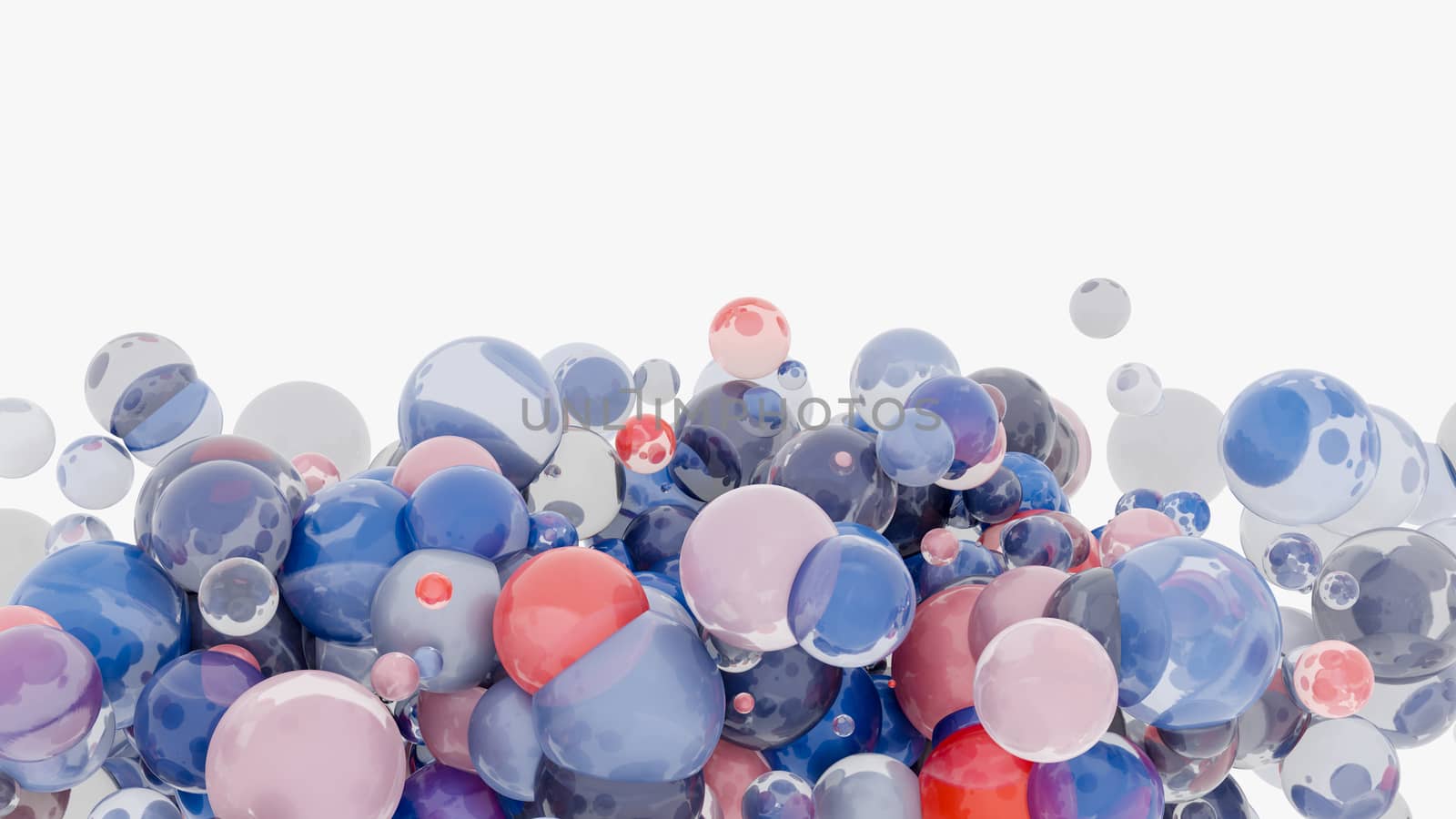 Abstract background with 3d spheres. Glass and plastic. 3D illustration. Modern trendy design