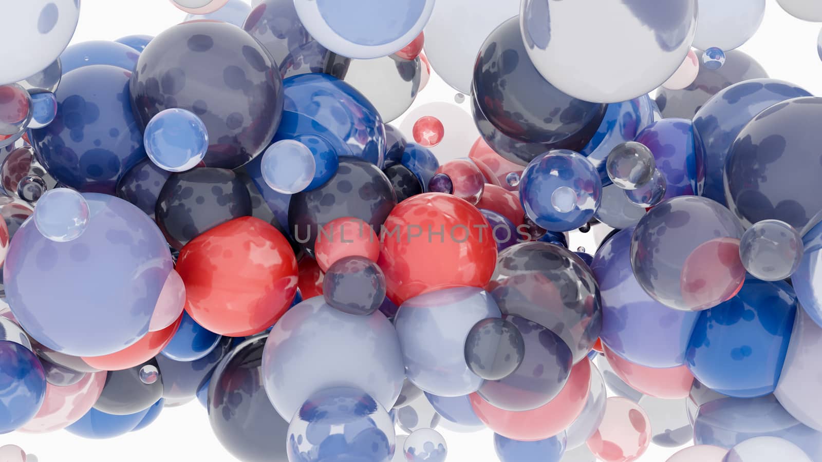 Abstract background with 3d spheres. Glass and plastic. 3D illustration. Modern trendy design