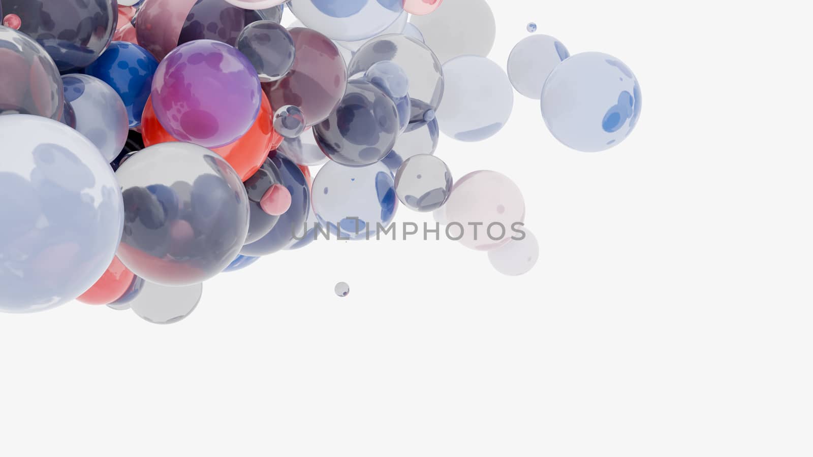 Abstract background with 3d spheres. Glass and plastic. 3D illustration. Modern trendy design