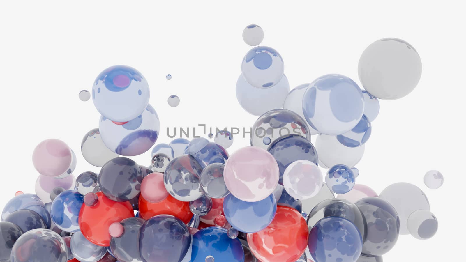 Abstract background with 3d spheres. Glass and plastic. 3D illustration. Modern trendy design