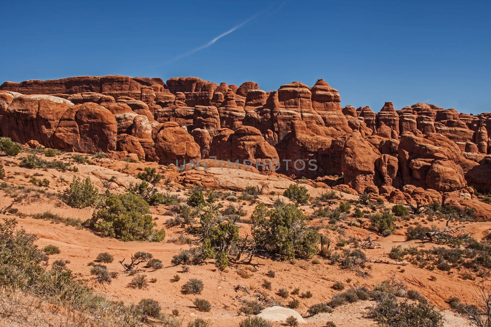 The foreboding rock formations of  Devil's Garden in Arches National Park Utah