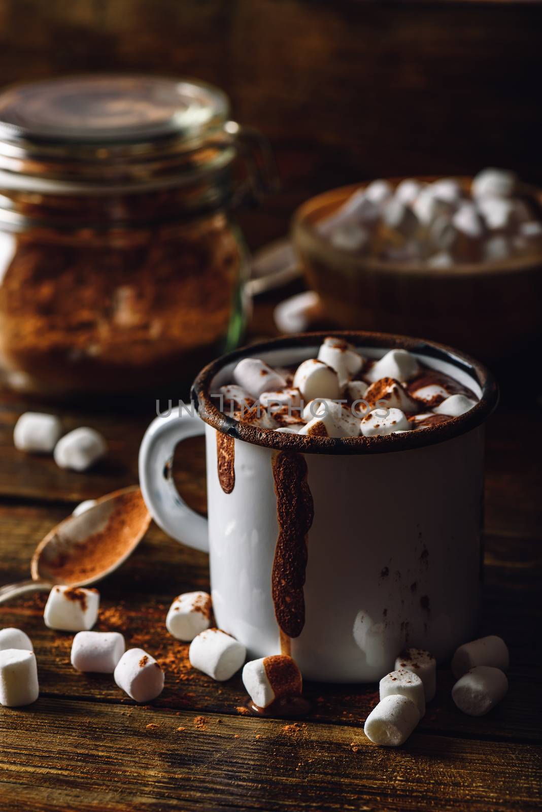 Metal Mug of Cocoa with Marshmallow. by Seva_blsv