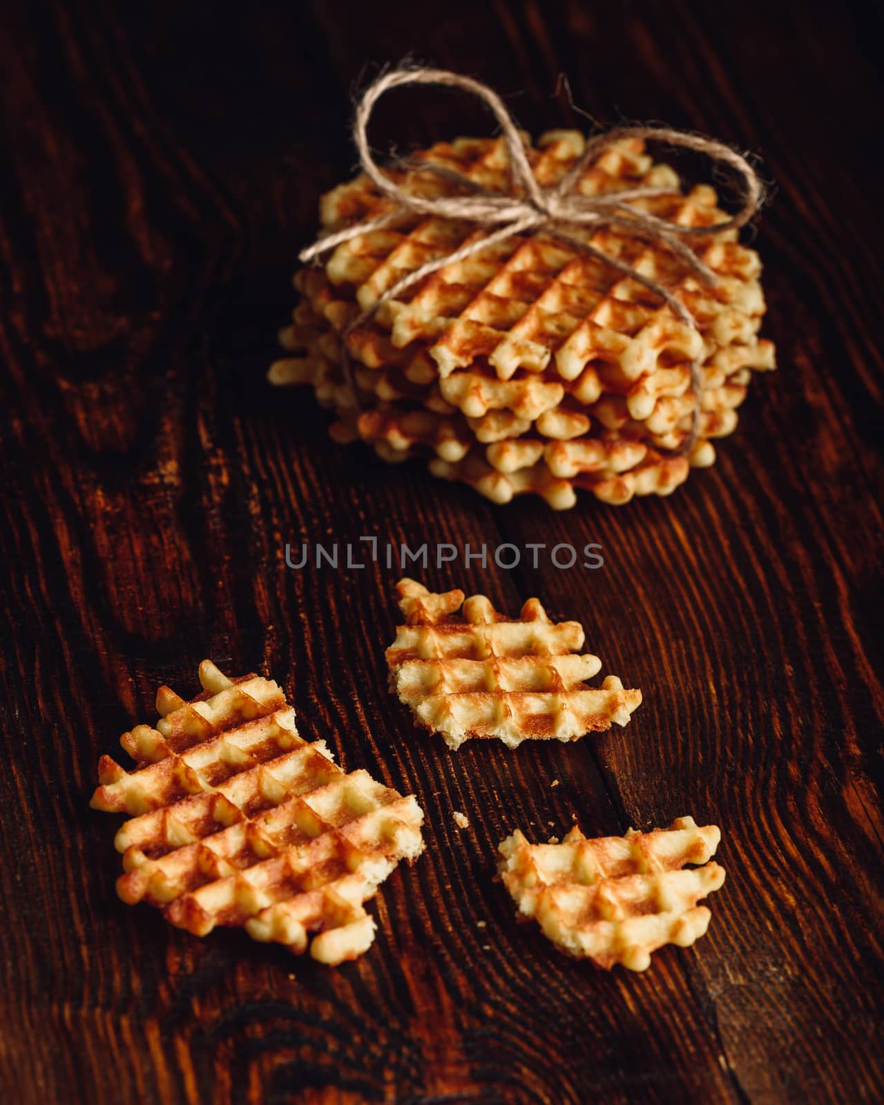 Belgian Waffles on Wooden Surface. by Seva_blsv