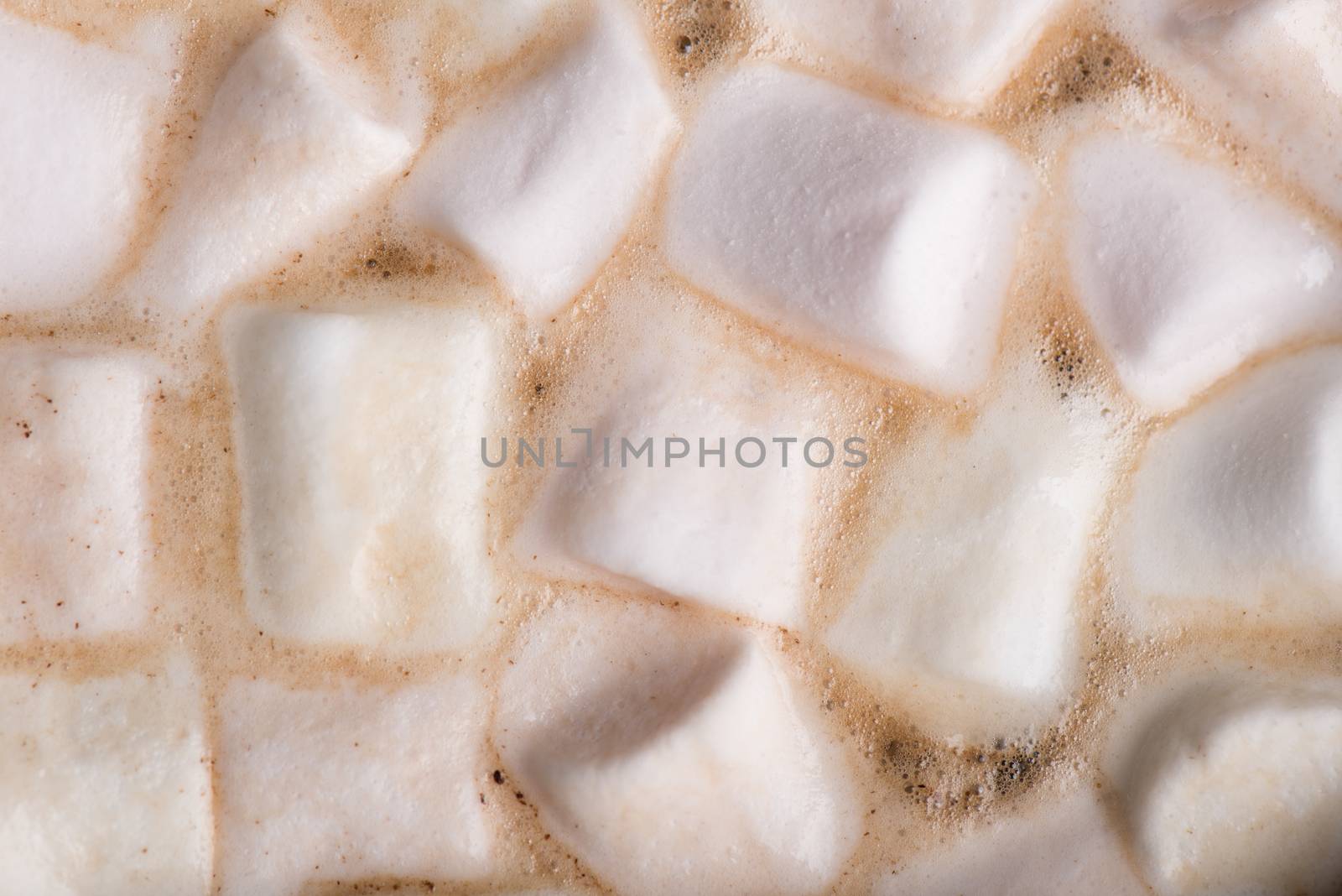 Background with Marshmallow in Hot Chocolate. View from Above.