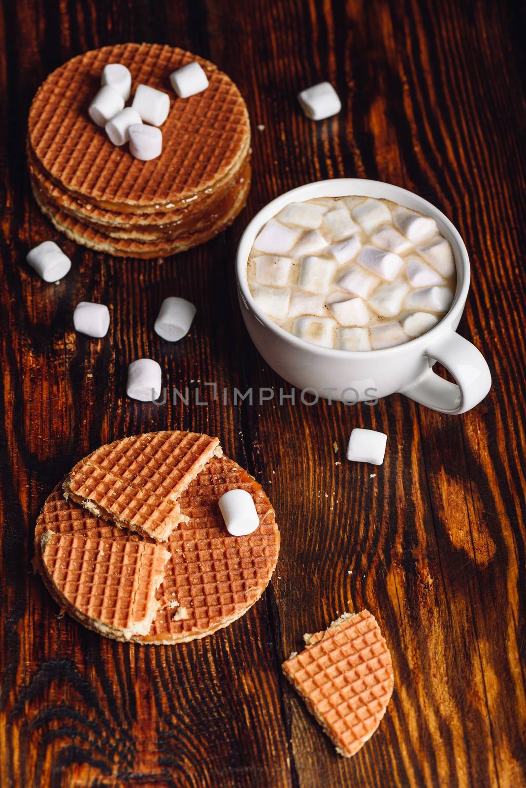 Dutch Waffles with Coffee and Marshmallow. by Seva_blsv