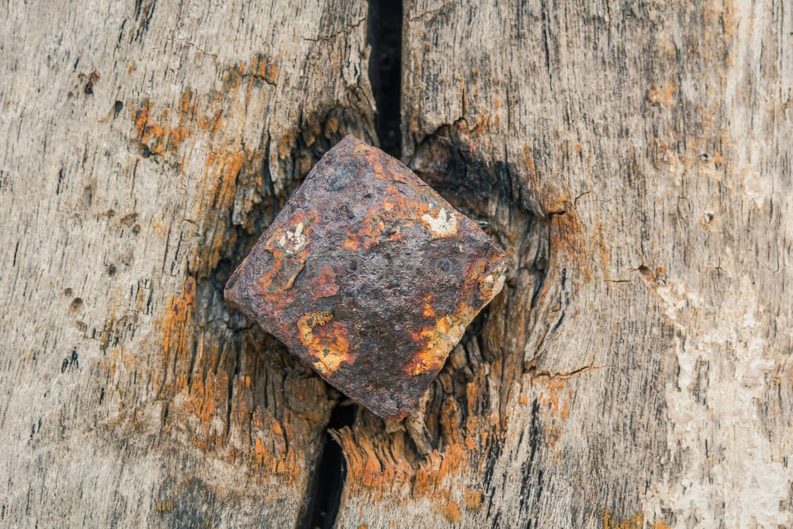 Background-headed iron nails, a rusty old dirty  by photosam