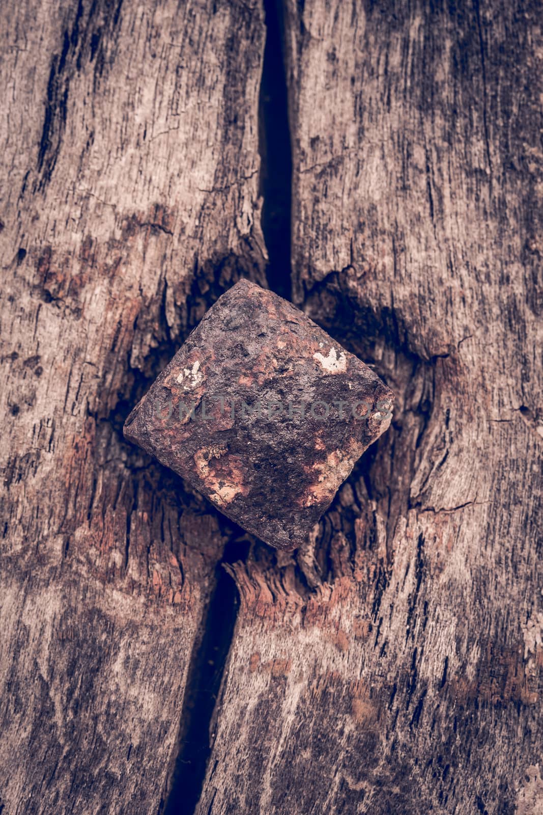 Background-headed iron nails, a rusty old dirty  by photosam