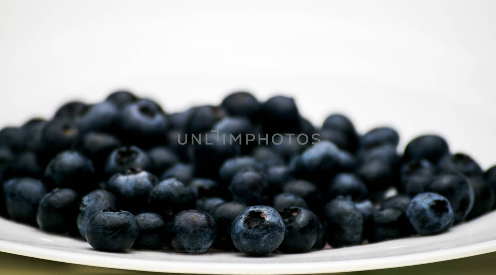 A moltitude of blueberries on a white background.