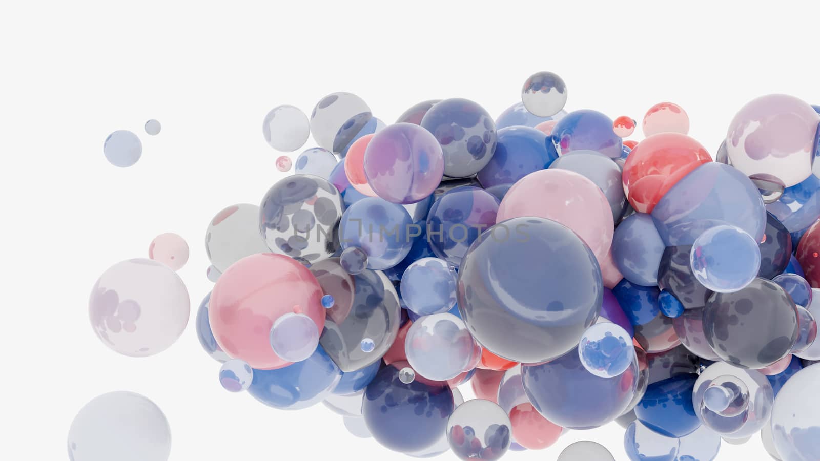 Abstract background with 3d spheres. Glass and plastic. 3D illustration. Modern trendy design