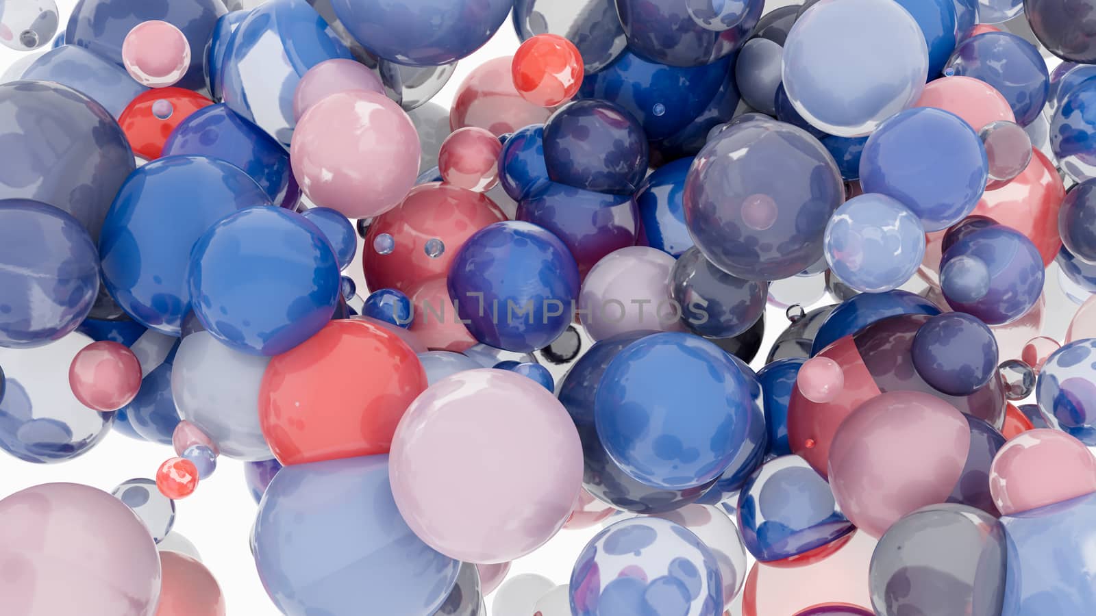 Abstract background with 3d spheres. Glass and plastic. 3D illustration. Modern trendy design