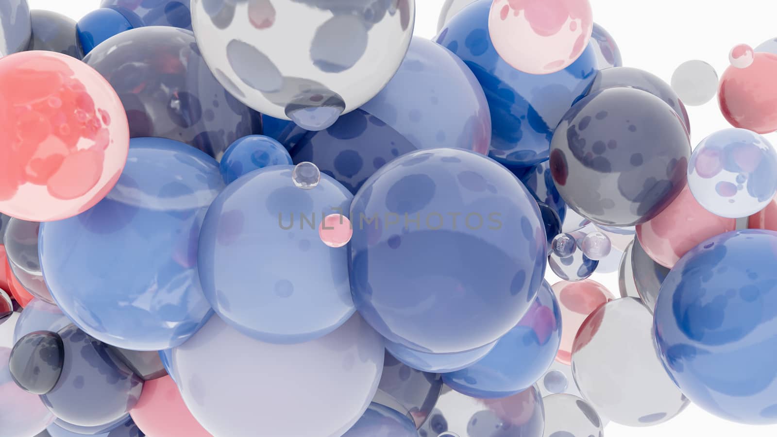 Abstract background with 3d spheres. Glass and plastic. 3D illustration. Modern trendy design