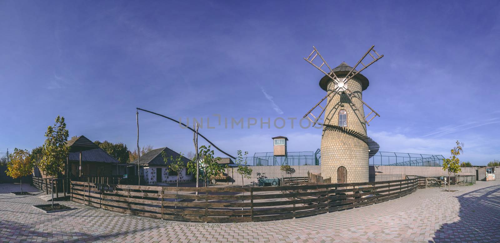 Odessa, Ukraine - 10.20.2018. Panoramic view of biopark and zoo near Odessa, Ukraine in a sunny autumn day