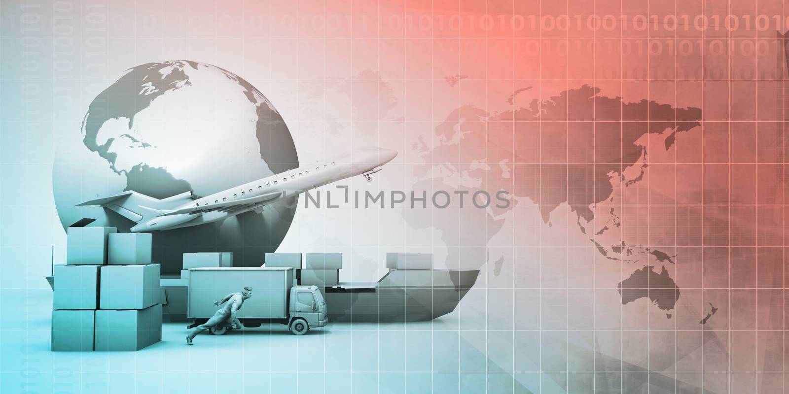 Supply Chain Logistics Connected Through Transport as Concept