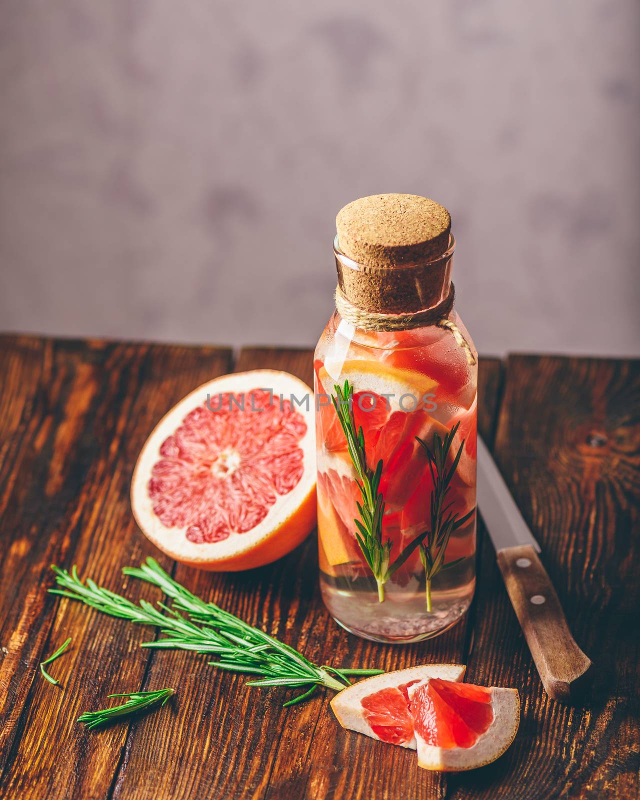 Bottle of Water with Grapefruit and Rosemary. by Seva_blsv