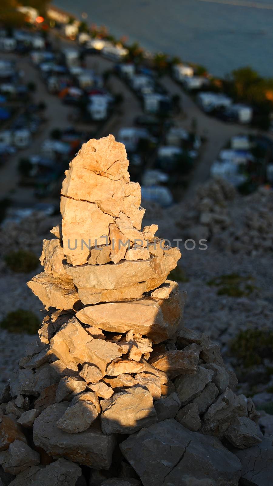 Small pile of stones in the mountains during the sunset, close view by tema_rebel