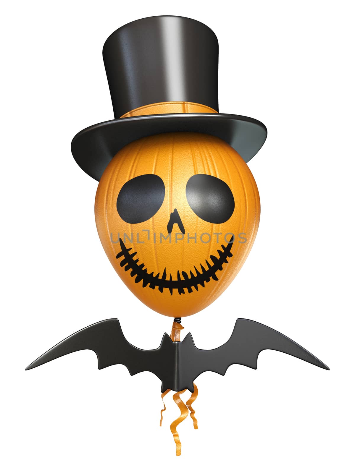 Scary balloon head with hat and bat for Halloween 3D by djmilic