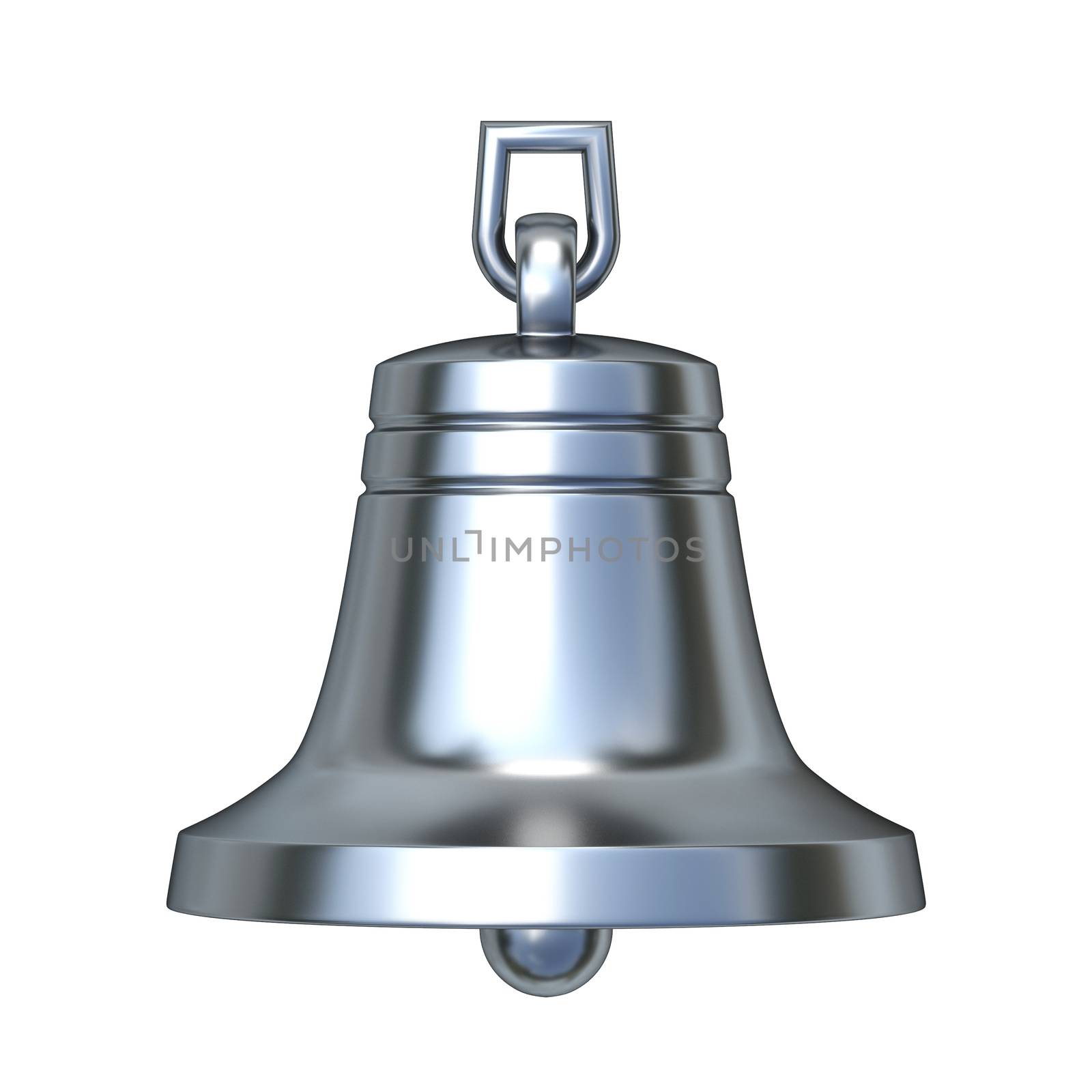 Silver bell 3D render illustration isolated on white background
