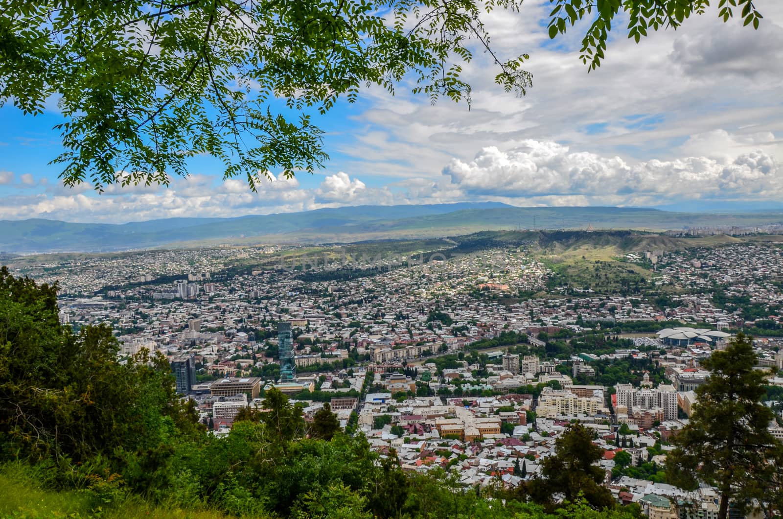 Panorama view of Tbilisi, capital of Georgia country. View from the mountain