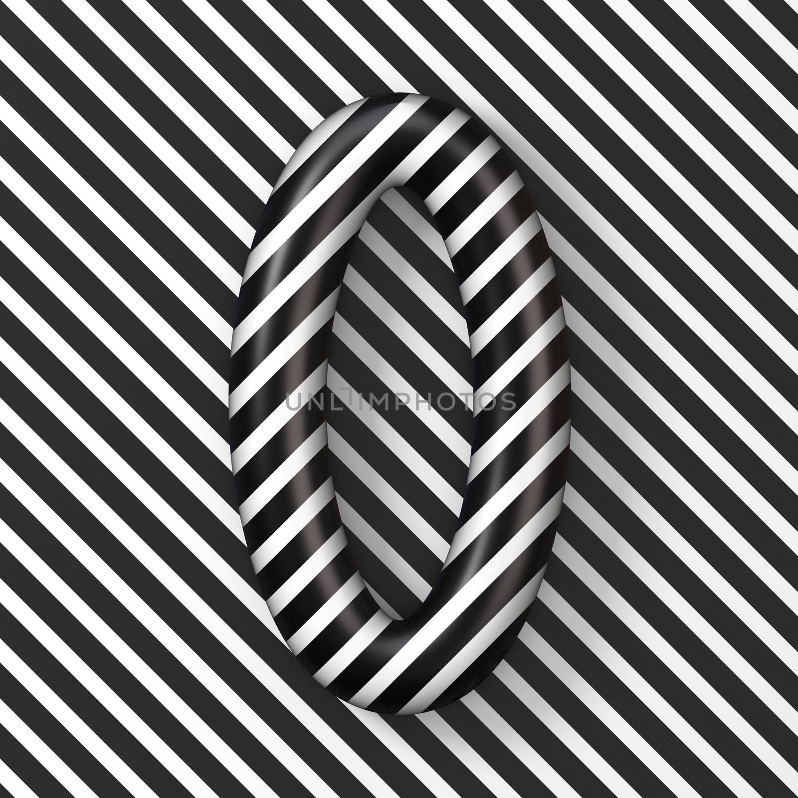 Black and white stripes Number 0 ZERO 3D by djmilic