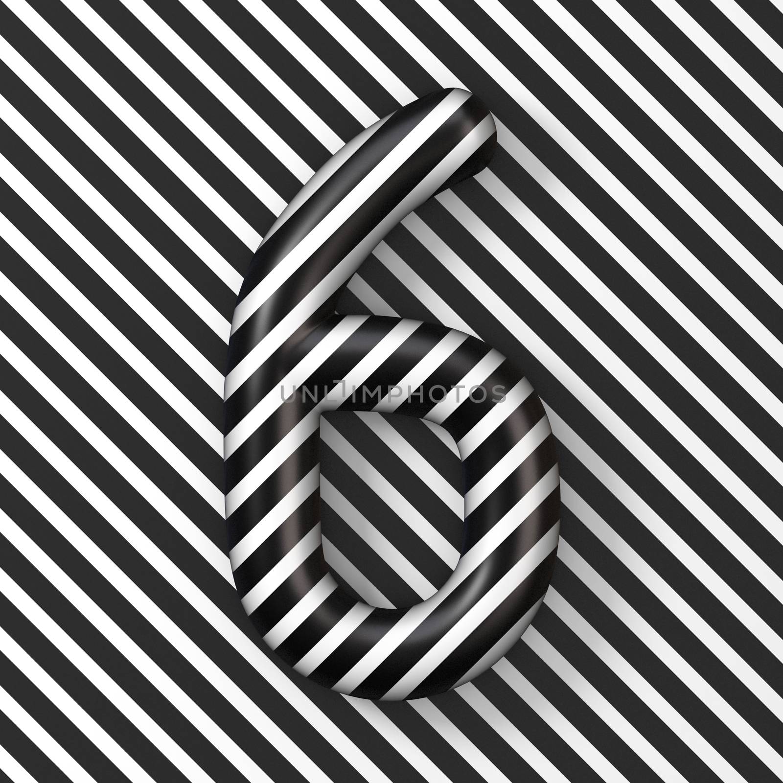 Black and white stripes Number 6 SIX 3D by djmilic