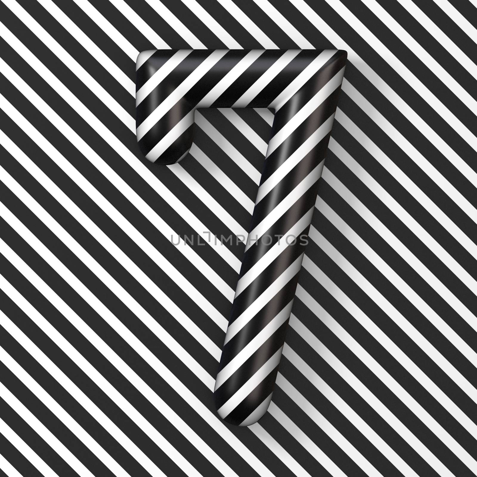Black and white stripes Number 7 SEVEN 3D by djmilic